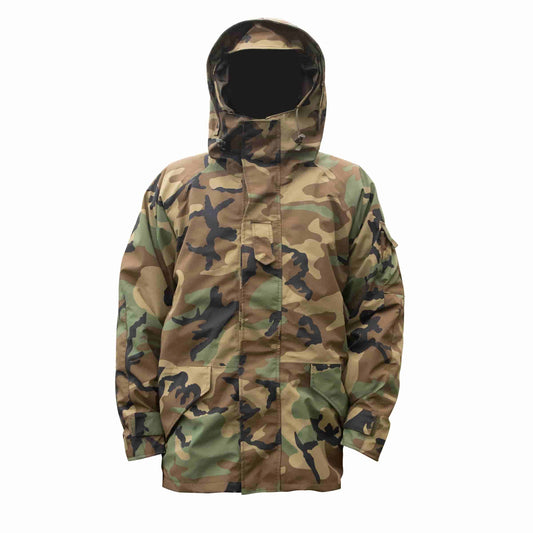 Black Gunpowder U.S. Woodland Hooded Windproof Field Jacket With Detachable Warm Fleece Lining